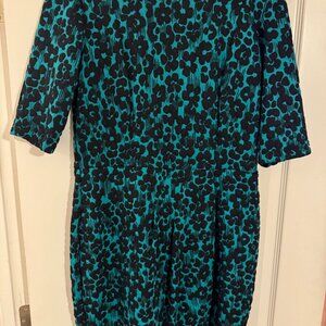 Taylor Size 14 Teal Faux Wrap sheath dress